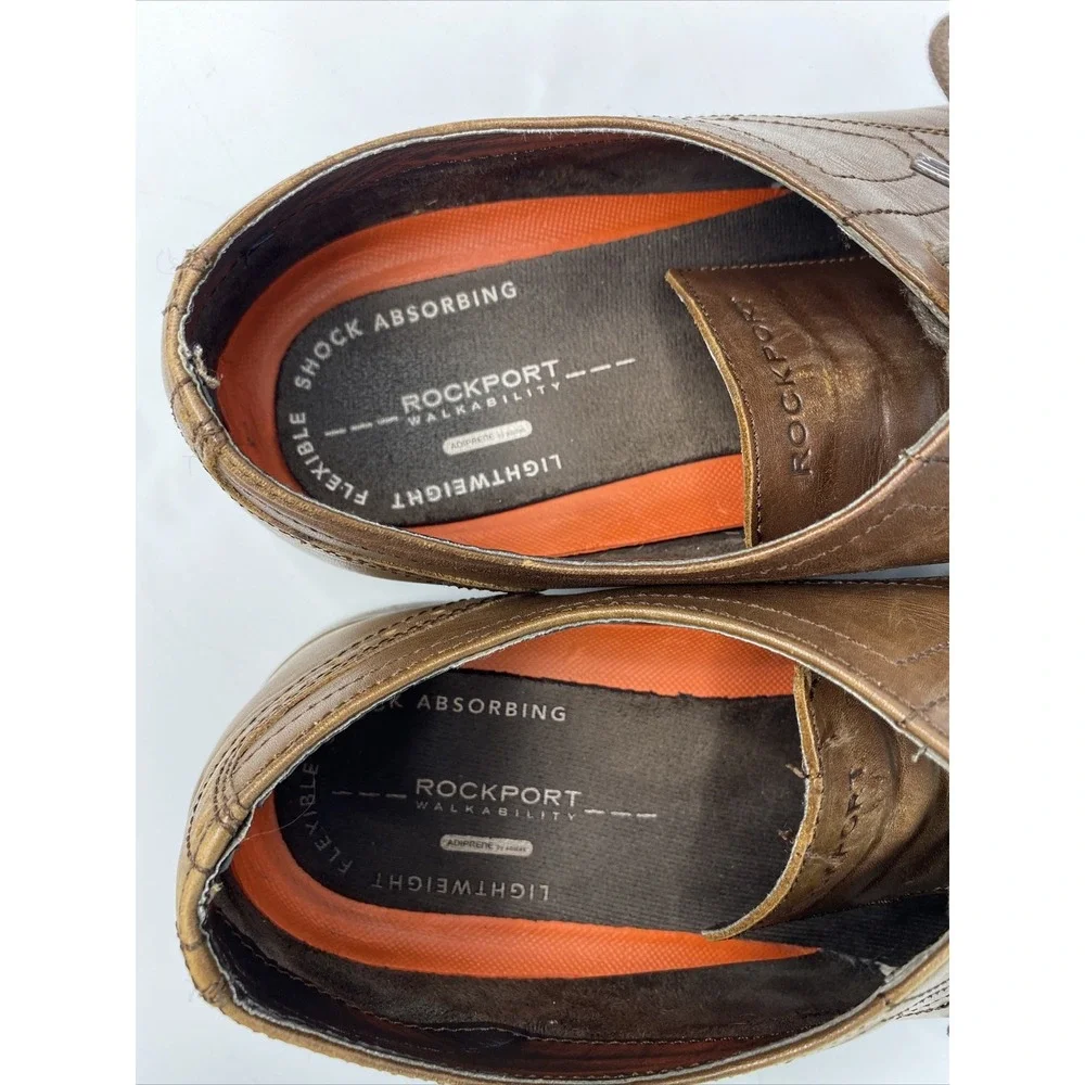 Rockport Mens 11 Brown Leather Walkability Shock‎ Absorbing Lace Up Oxford Shoes